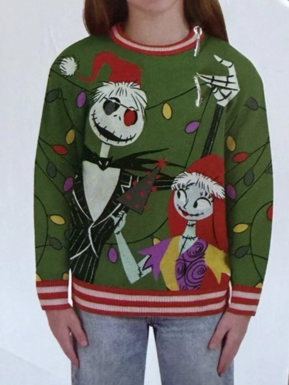 Disney Nightmare Before Christmas Girls Size Small 7/8 Holiday Sweater NWT